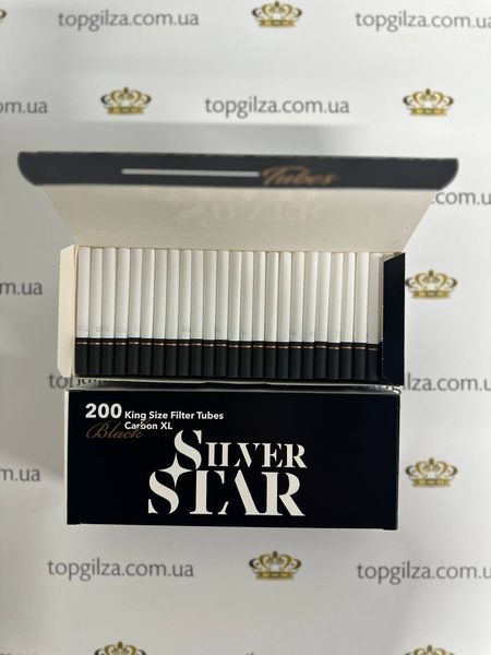 Ящик цигаркових гільз Silver Star King Size Black Carbon XL Filter 25 блоків по 200 шт купити у 【TOPGILZA.com.ua】