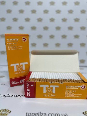 Ящик цигаркових гільз T&T Tubes & Tobacco King Size Filter Tubes Economy Full Flavour 50 блоків по 200 шт купити у 【TOPGILZA.com.ua】
