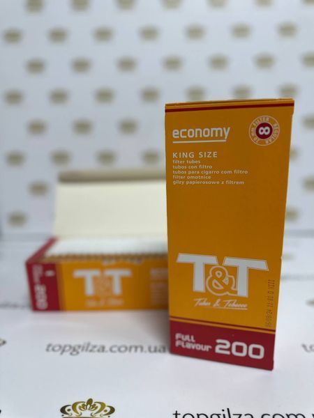 Ящик цигаркових гільз T&T Tubes & Tobacco King Size Filter Tubes Economy Full Flavour 50 блоків по 200 шт купити у 【TOPGILZA.com.ua】
